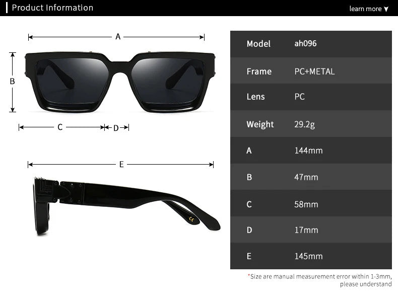 2024 Brand Rectangle Sunglasses Women Men Shades Retro Square Black Sun Glasses Eyewear Trendy Punk Eyeglasses For Male UV400