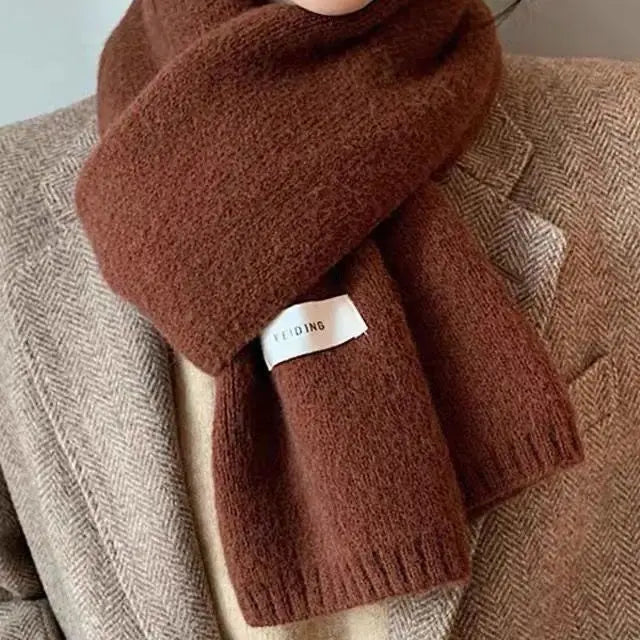 High Quality 100% Wool Scarf Men Women Winter Autumn Solid Color Couple Muffler Simple Warm Versatile Knitted Scarf Male Female