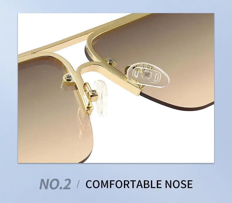 2025 New Square Box Sunglasses Trend Fashion Sunglasses Men And Women Half -frame Car Sunglasses 1202