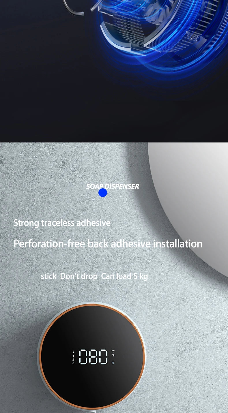 Wall Mount Automatic Foam Soap Dispensers LED Display Electric Touchless Infrared Sensor Foam Machine Liquid Dispensary