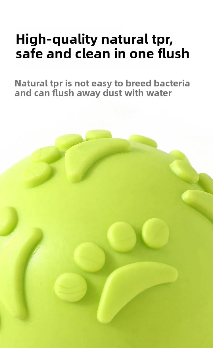 Durable Chew Resistant Squeaky Paw Print Ball Dog Toy - Pet Dental Teething Bite Proof Fetch Ball with Grippy Texture for Puppy