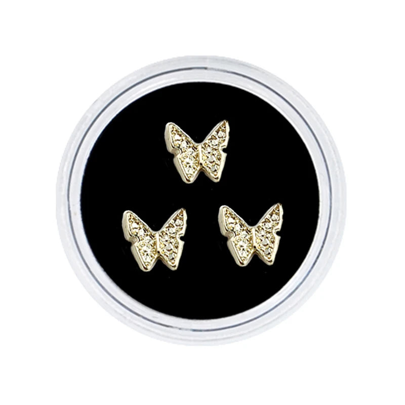 3pcs/Box Dental Tooth Gems Teeth Crystal Ornament Metal Tooth Gems Various Shape Beauty Oral Decorations