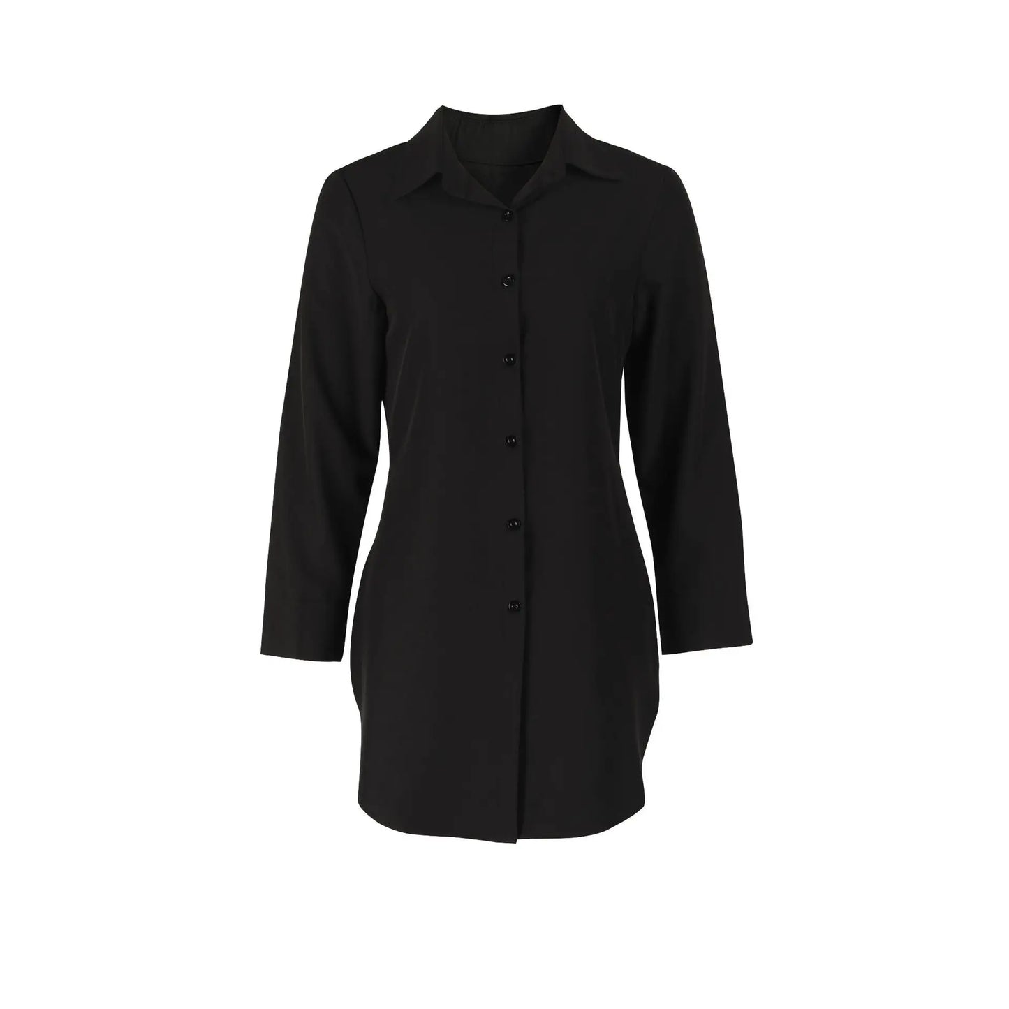 2025 New Casual Women Shirt Solid Color Turn Down Collar One Breasted Female Slit Shirt Long Sleeve Sexy Versatile Commuting Top