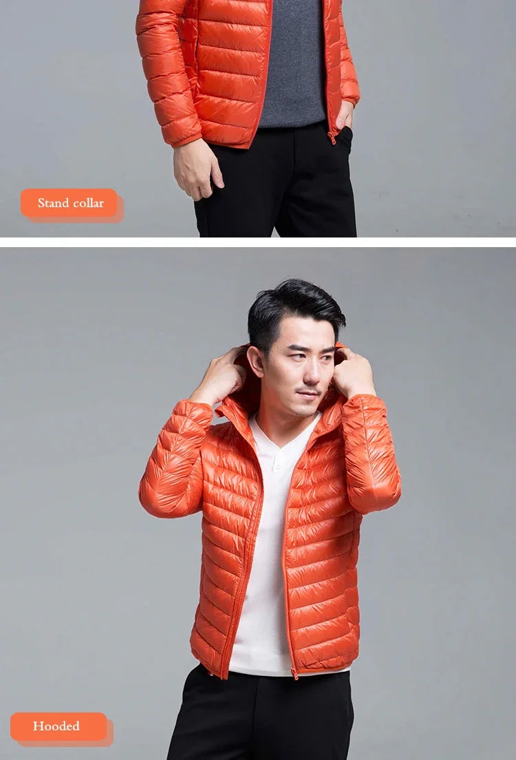 2024 New Arrivasl Men's Ultra Lightweight Packable Down Jacket Autumn Spring Winter Water and Wind-Resistant Breathable Coat