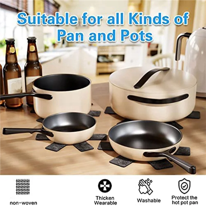 AT21-60 Pot Pan Protectors, 5 Sizes Of Gray Felt Pan And Pan Separator Pads, Non-Slip Pan Divider Pads