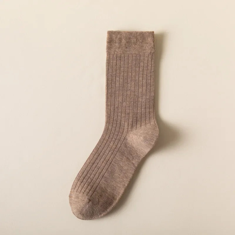 Men Cotton Socks High Quality Solid Color Business Crew Spring Autumn Knitting Mib Tube Ankle Long Breathable Casual Soft Socks