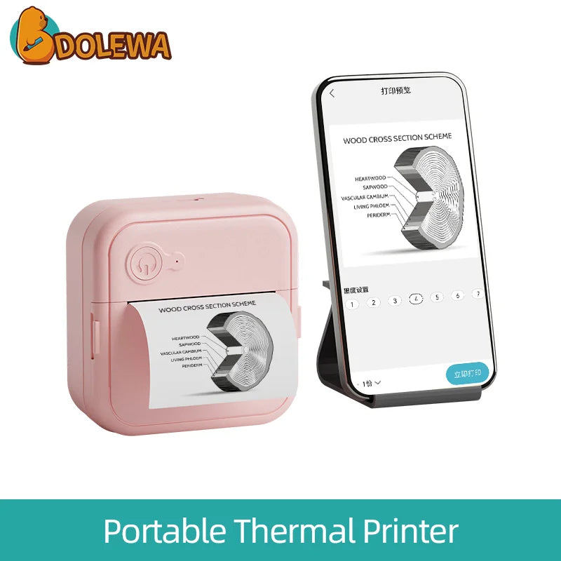 DOLEWA D8 Portable Mini Printers Wireless Bluetooth Inkless Sticker Maker Printer Tag Price Machine for Office School Kitchen
