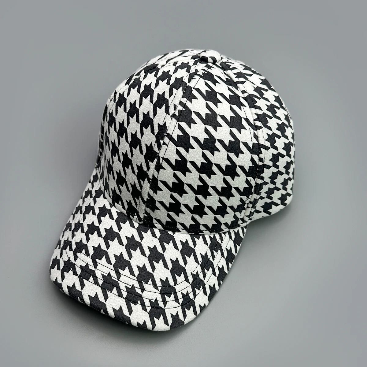 Classical Retro Houndstooth Baseball Hats New Unisex Sunshade Color Block Breathable Leather Versatile ins Fashion Peaked Caps