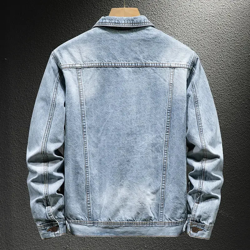High Quality Loose Cowboy Coat for Men Autumn Denim Jackets Man Size L Original Menswear Washed Y2k Winter Outerwear Designer S