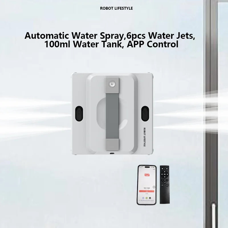 Robotic Window Cleaner Washing Windows Robot with Spray ,Two Water Tank,Spin Mop,5600Pa,Remote control, Home Robot Washer Glass