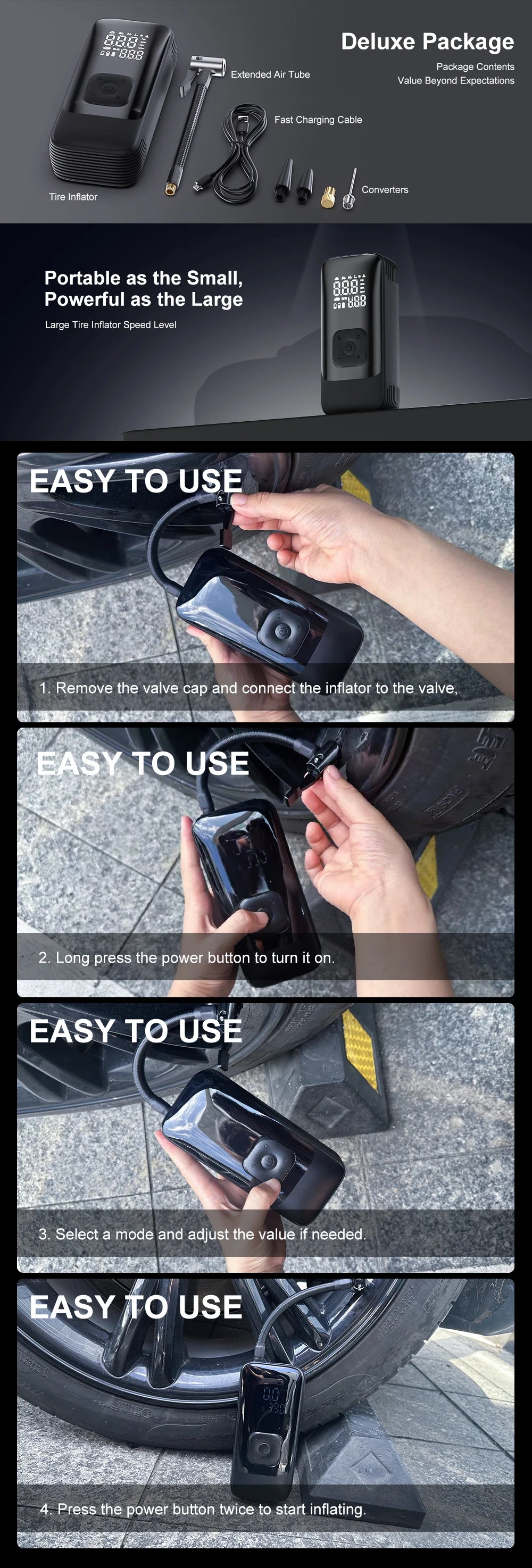 Car Inflator Compressor Pump With LED Lamp For Car Motorcycle Bicycle Tyre Balls Wireless Electric Car Air Tire Pump