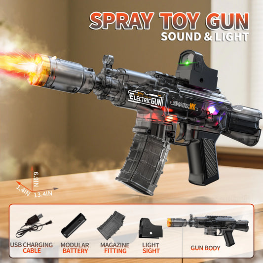 2025 Kids Hot Selling Electric Spray & Water Gun Simulates Sound Light Gun Toys Outdoor Activities Spray Vibration Gun Toys