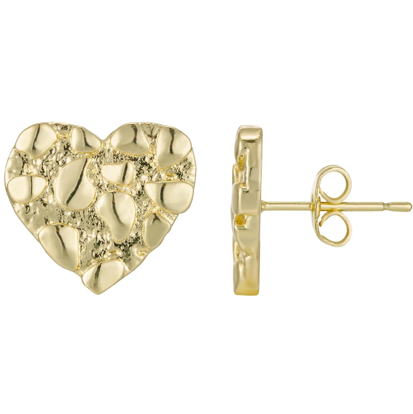 14k Gold Plated 12mm round Stud Earrings for Men And Women Fashion Jewelry Irregular Geometric Shape Gold Nugget Earrings