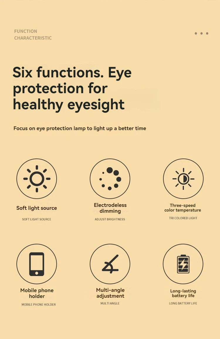 Rechargeable Foldableing Eye Protection Desk Lamp for Study, Special Dormitory Desk Reading Lamp, USB Rechargeable and Plug-In Dual-Use Dimming Home Desk Lamp