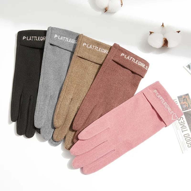 New Fashion Gloves Autumn Winter Cute Furry Warm Mitts Full Finger Mittens Women Outdoor Sport Female Gloves Screen