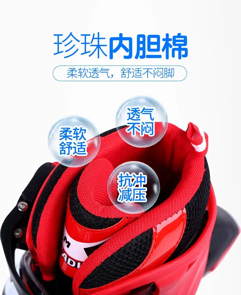 Skating shoes, children's flash straight row roller skating shoes, roller skating shoes, adjustable for both men and women