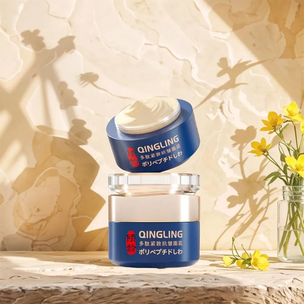 QINGLING Anti Wrinkle Face Cream Polypeptide Firms Skin Texture & Lightens Fine Lines Rejuvenating Repair For Morning Night