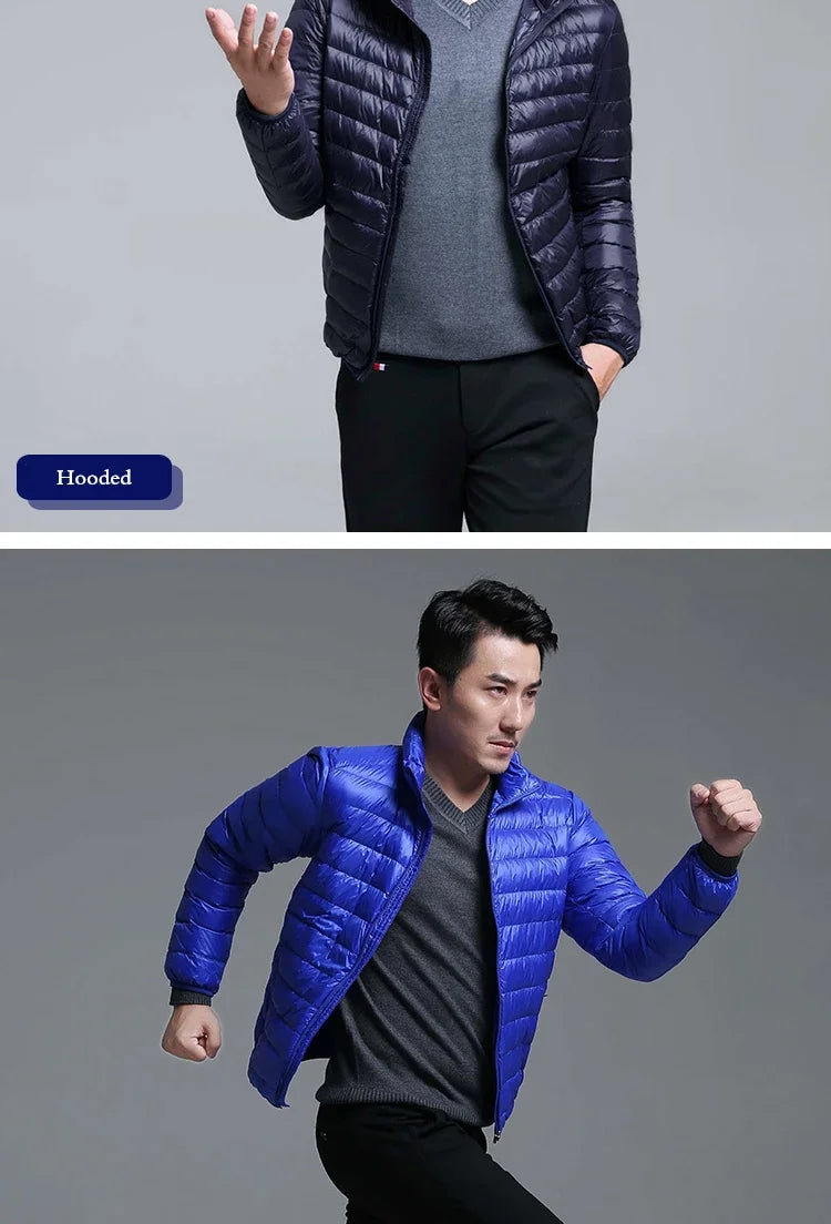 2024 New Arrivasl Men's Ultra Lightweight Packable Down Jacket Autumn Spring Winter Water and Wind-Resistant Breathable Coat