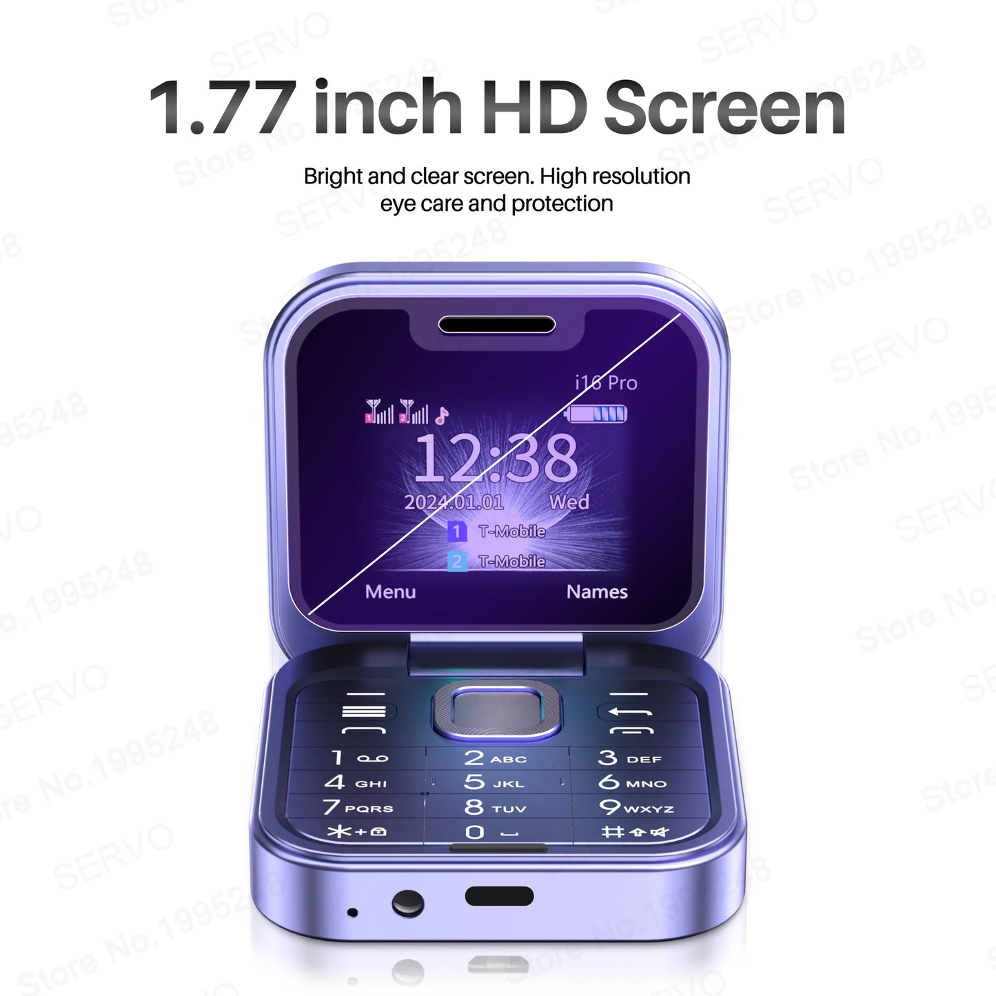 SERVO i16 Pro Mini Flip Mobile Phone Dual SIM Card Speed Dial Magic Voice Blacklist FM Radio 2G GSM Cute Foldable Cellular Phone
