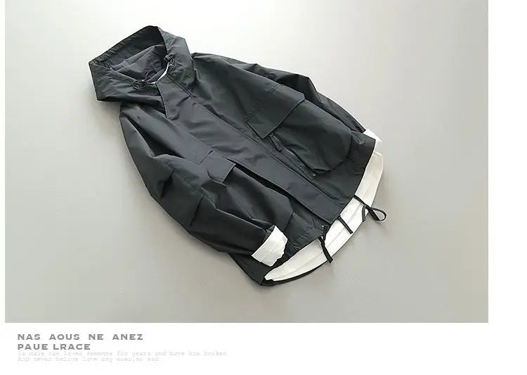 Spring Autumn Windbreak Jackets Men Japanese Vintage Fashion Three-dimensional Hoodie Loose Male Coat Bomber Jacket Men Clothing