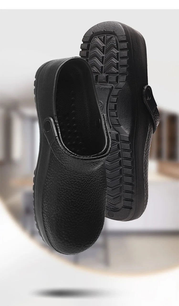 2025 Men's EVA Sandals Summer Large Black Kitchen Anti-Slip Work Shoes Waterproof Oil-Repellent Chef Shoes Kitchen Accessories
