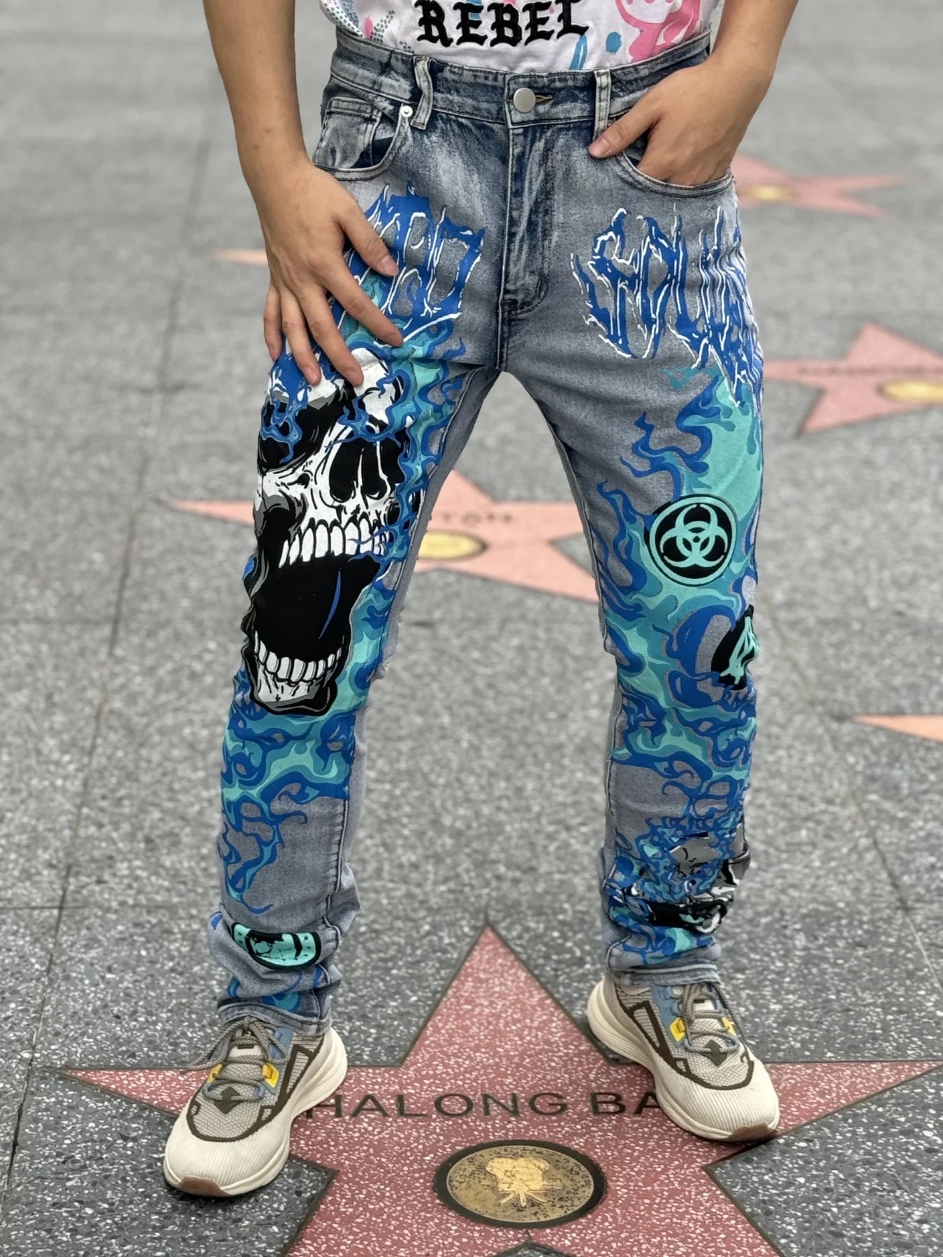Y2K Men's Denim Jeans  Trendy Print  Expresses Personal Style  Elastic and Breathable Fabric  Best selling with Free Shipping