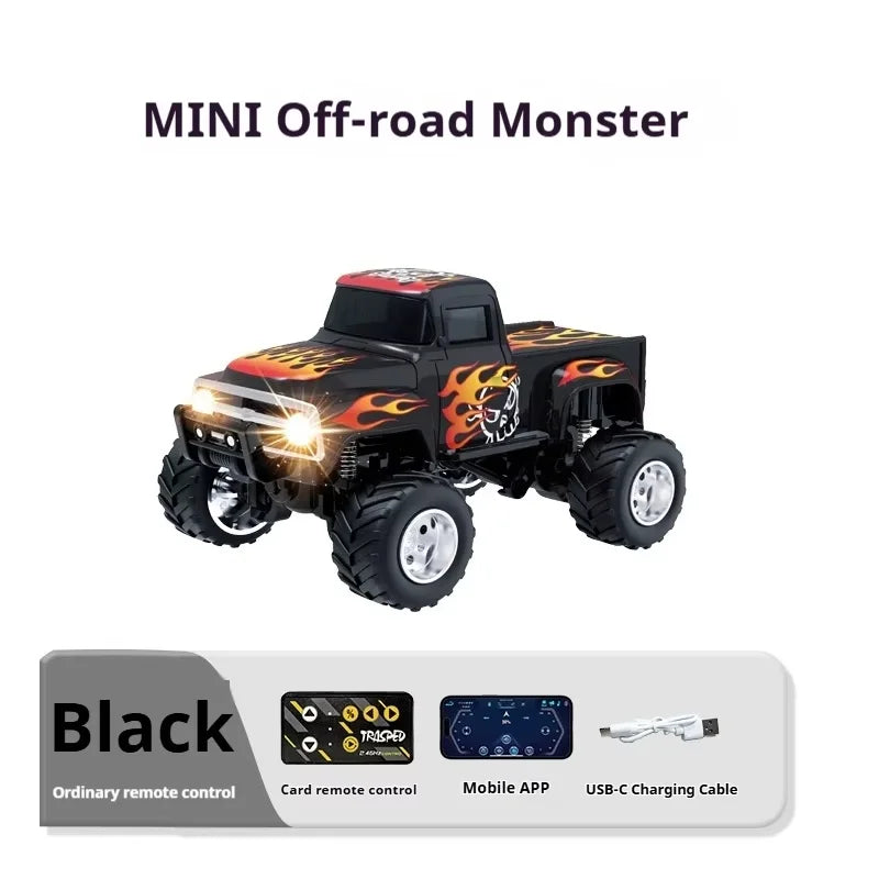 Little Monster 1/64 Rc Car Mini 2.4Ghz Remote Control Cars with Cool Spray Painting Pattern Rc Off-road Vehicle Boy’s Toys Gifts