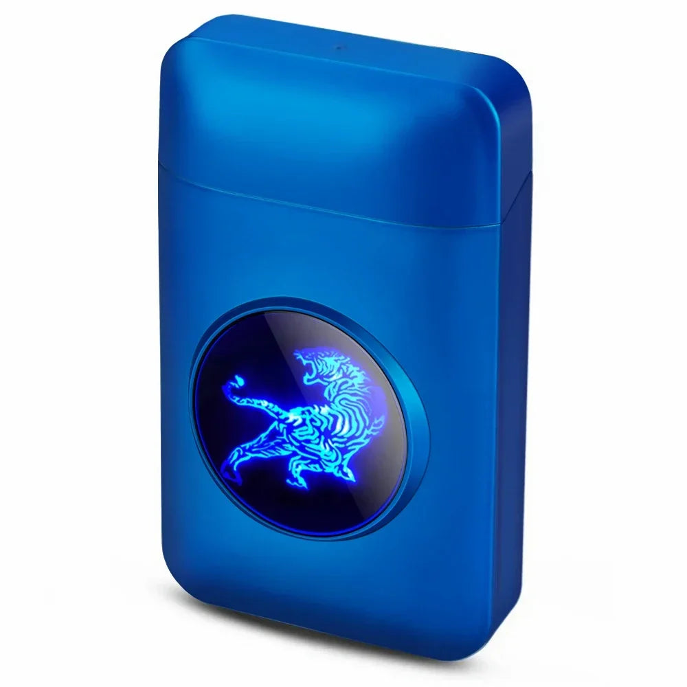 Regular 84mm Cigarette Case Box LED Display Resin Metal Tobacco Holder Magnetic Flip Cigarette Storage Box Gadgets for Men
