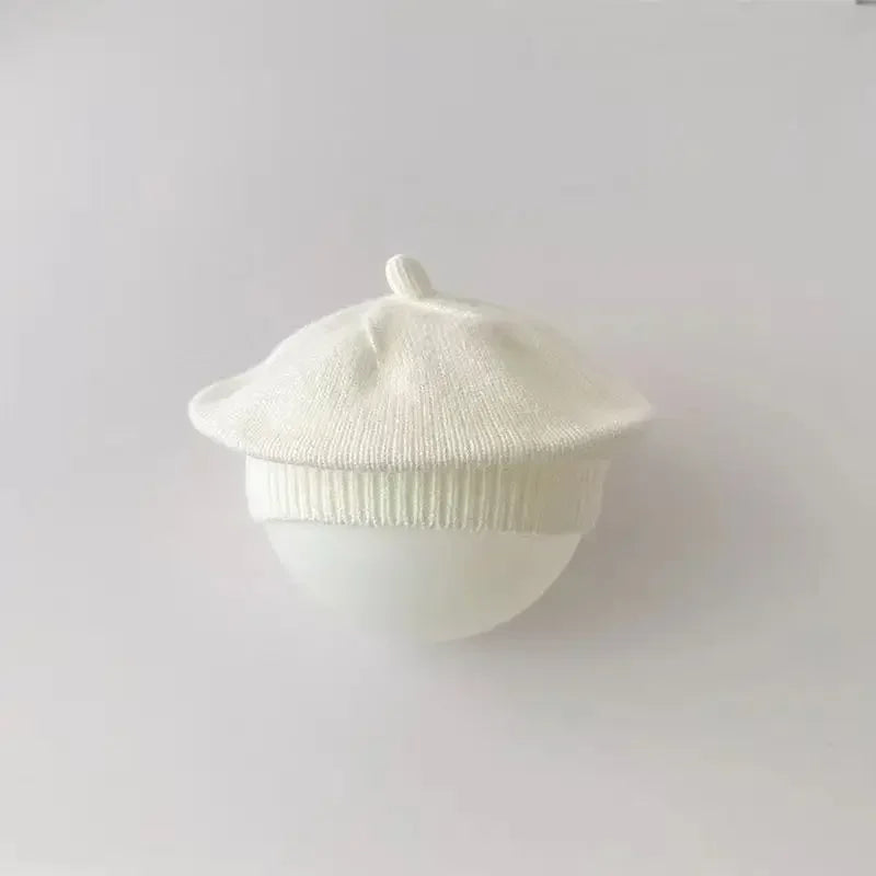 Candy Color Baby Beret Hat for Girls Autumn Winter Knitted Hat Sweet Infant Beanie Cap Fashion Kids Accessories 1-4 Years Old