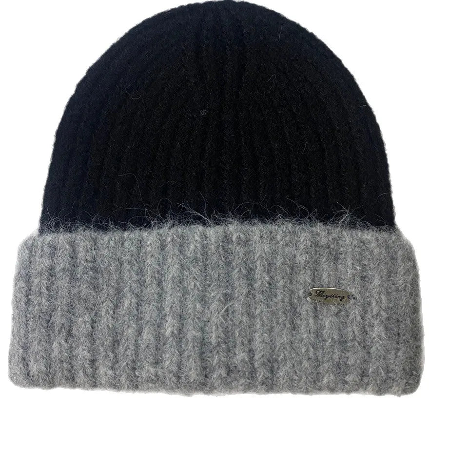 Korean wool hat men's autumn and winter 2025 new thickened warm headgear big head circumference showing small face knitted hat