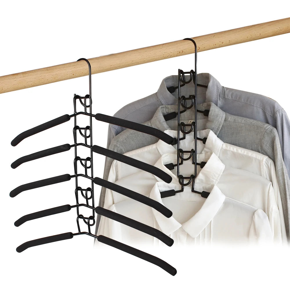 Household One-Piece Clothes Hanger Indoor Space Saving Clothes Drying Rack Mounted Hanger Detachable Storage Holder 5 Layer