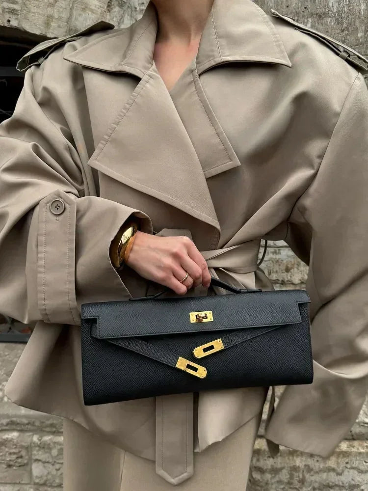 Solid Laepl Lace Up Trench Coat Women Fashion Full Sleeve Waist Cinching Short Windbreak 2025 New Autumn office commute outwear