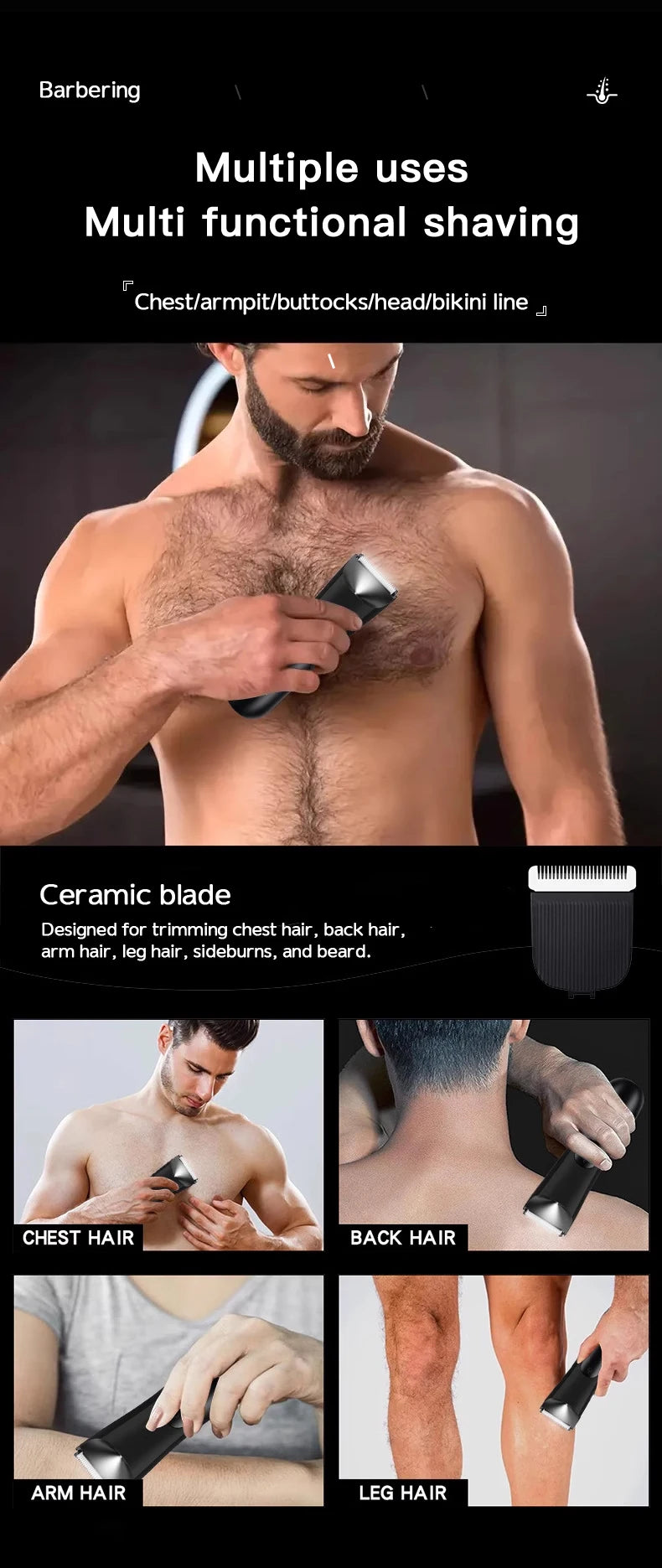 Mens Body Hair Trimmer for Men Balls Women Lady Shaver Hair Removal Bikini Trimmer Groin & Body Shaver Groomer Arm Beard Razor