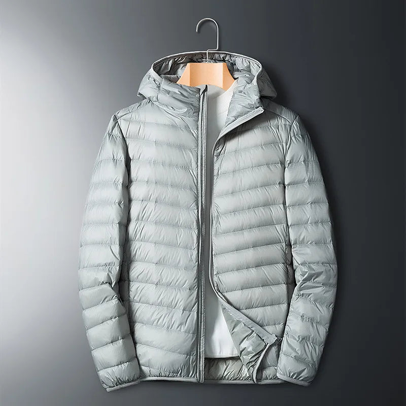 Plus Size thin and light hooded men's down jacket large size coat man puffer plus size winter jacket men 9XL 10XL 11XL 13XL 14XL