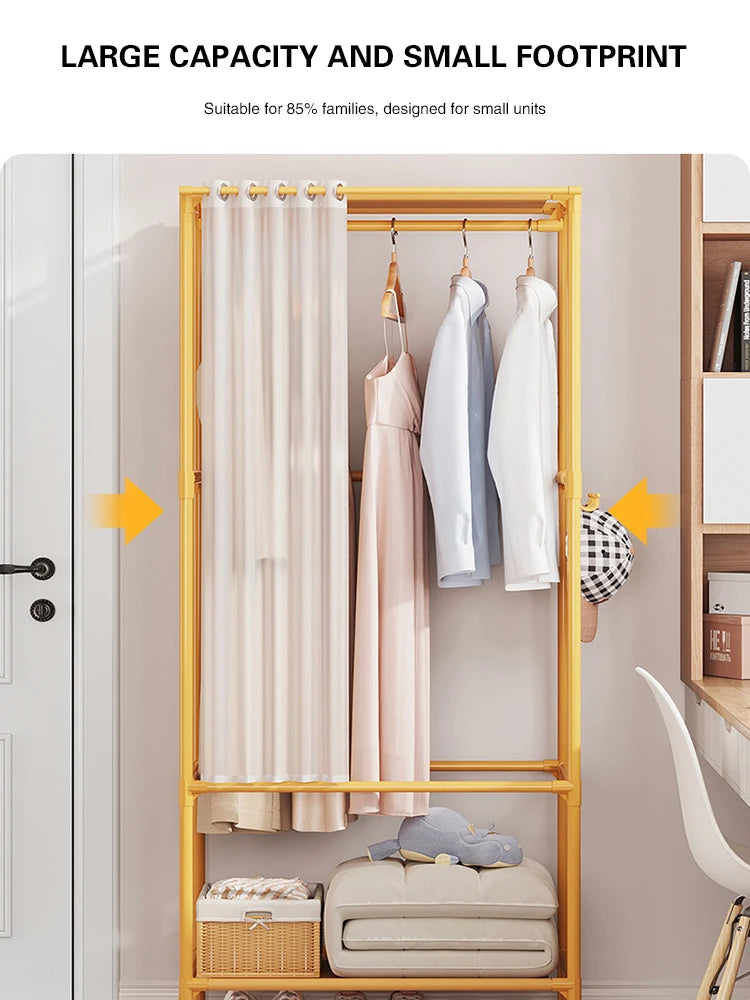 Wardrobe Folding Portable Clothing Storage Cabinet Non-Woven Dustproof Simple Steel Assembly Closet Multipurpose Furniture