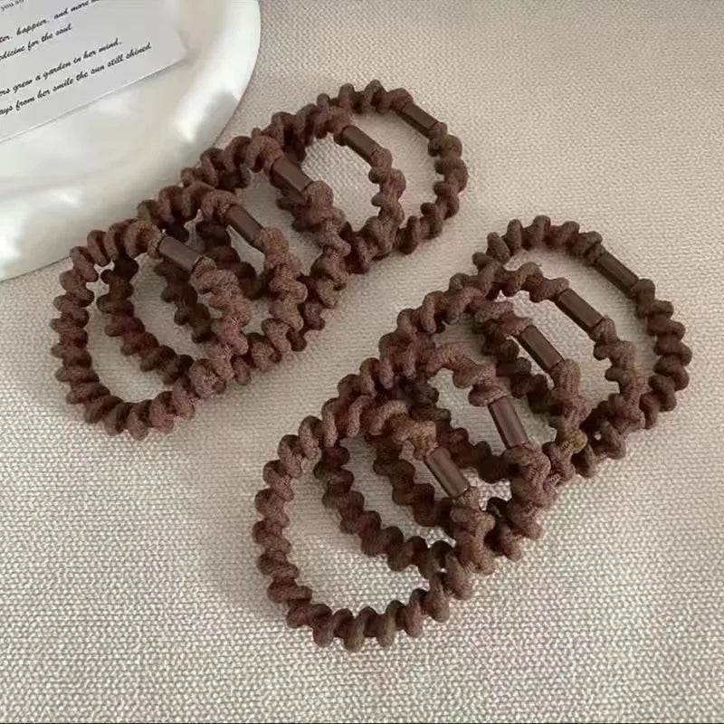 5Pcs/Lot Minimalist Black Brown Hair Rope Soft High Elastic Hair Bands Casual Women Girls Ponytail Scrunchies Hair Accessories