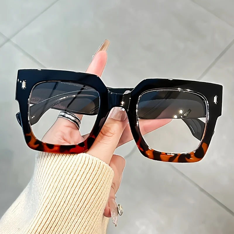 Vintage Glasses Square Full Rim Spectacles Unisex, Anti-Reflective Coating, Fashionable Transparent Lenses, Daily Wear Eyewear