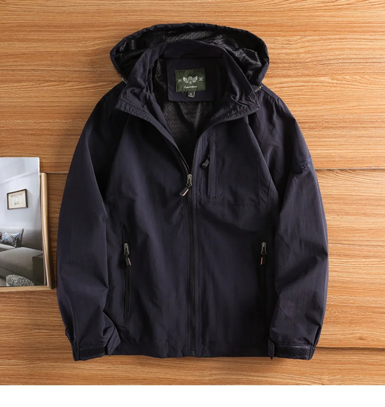 Men's Jacket Spring and Autumn Three Proof Fashion Casual Loose Hooded Professional Outdoor Windproof Windbreaker Coat