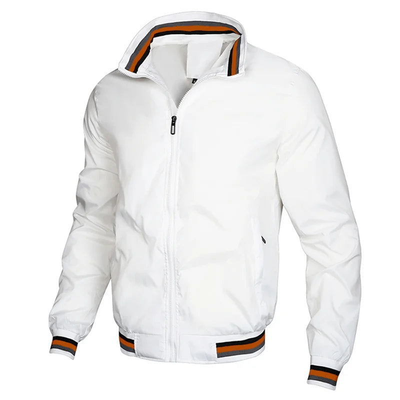 Men's casual sports spring and fall zipper baseball side seam pocket casual jackets without hooded daily