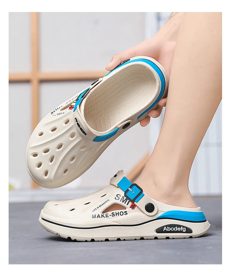 Summer Men Clogs Non-slip Thick-soled Casual Shoes Outerwear Beach Soft-soled Baotou Slippers Men's Slippers Sandals