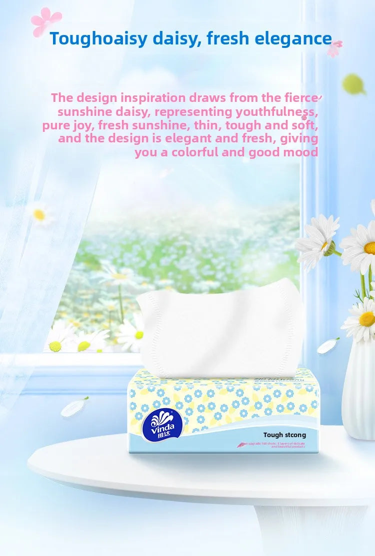 Vinda Fine And Tough Drawing Paper; 3 Layers Of 100 Draw 8 Packs Of Napkins; Toilet Paper Pull-out Tissue Affordable Packaging