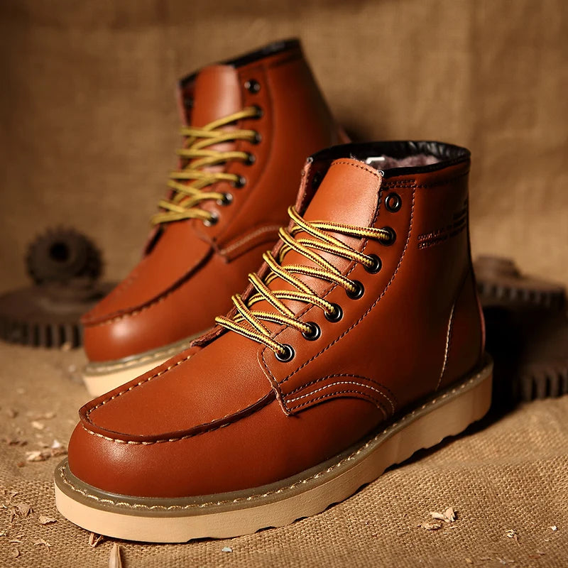 Genuine Leather Men Desert Boots Casual Outdoor Soft Sole Walking Shoes Outdoor Lace Up Boots High Quality Male High Top Shoes