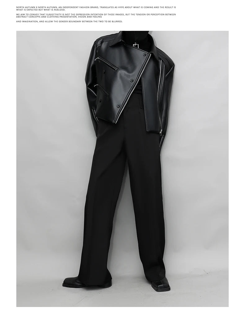 Mauroicardi Spring Autumn Oversized Cool Pu Leather Jacket Men Long Sleeve Stand Collar High Quality Luxury Designer Clothes