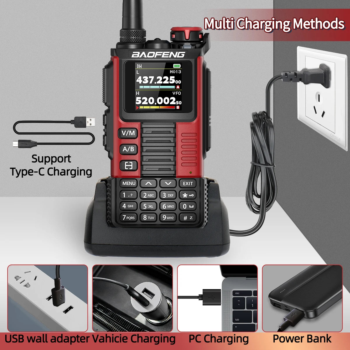 Baofeng UV-K67 PRO Walkie Talkie Long Range Multi Band Wireless Copy Frequency DTMF 640CH NOAA Type-C Ham Two Way Radio UV-5R