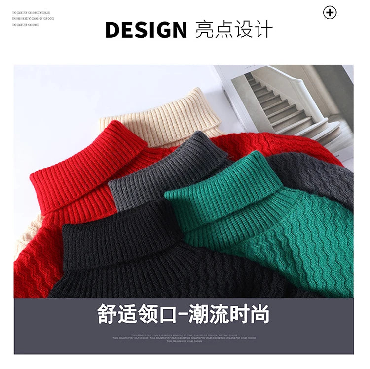 2024 Autumn Men's wool pullovers Men's Solid color high collar Sweater  mens thicken Warm Men Knitted Sweater full size M-4XL