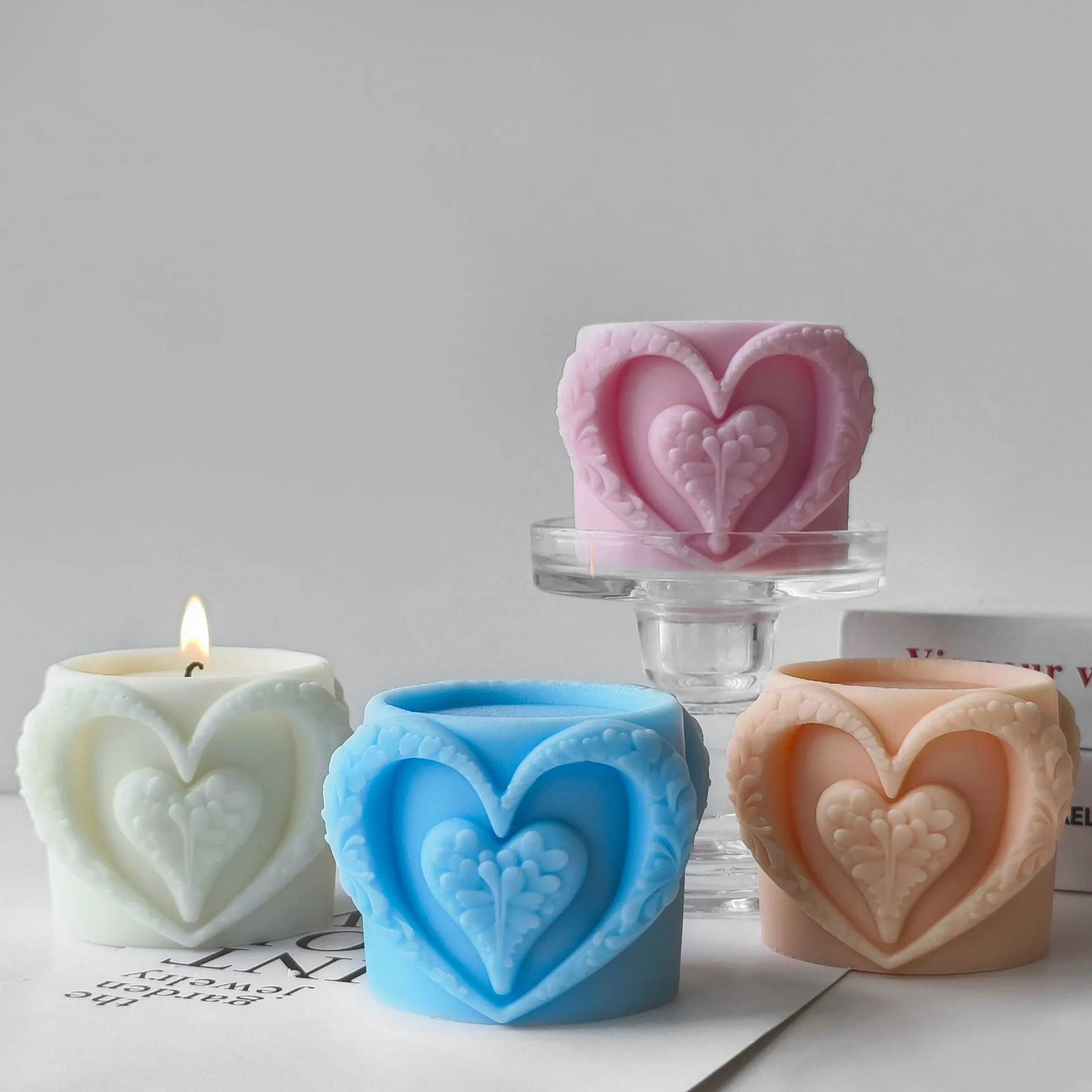 3D Love Cup Aroma Candle Silicone Mould DIY Valentine's Day Handmade Aromatherapy Plaster Ornament Mould