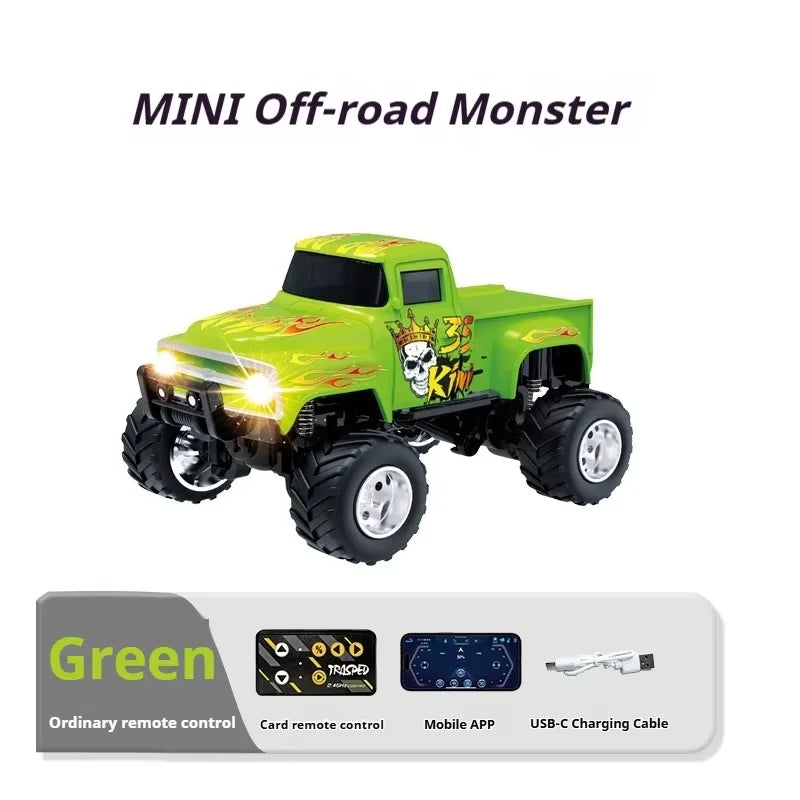 Little Monster 1/64 Rc Car Mini 2.4Ghz Remote Control Cars with Cool Spray Painting Pattern Rc Off-road Vehicle Boy’s Toys Gifts