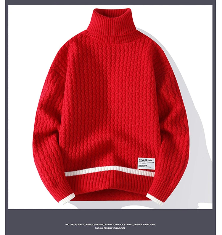 2024 Autumn Men's wool pullovers Men's Solid color high collar Sweater  mens thicken Warm Men Knitted Sweater full size M-4XL