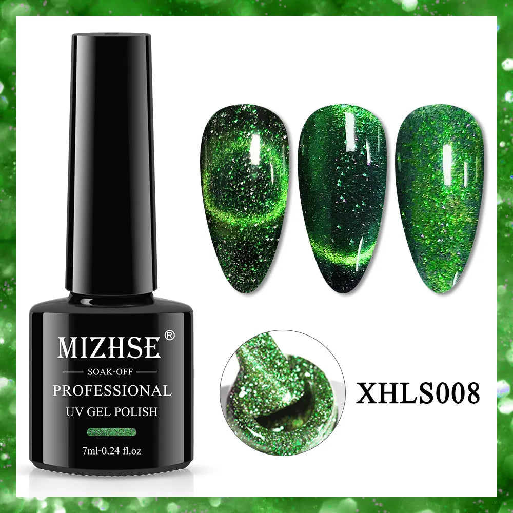 MIZHSE 7ML Reflective Top Coat Gel Nail Polish Shiny Glitter Vernis Semi Permanent Varnish Nail Gel Polish for Manicure Nail Art