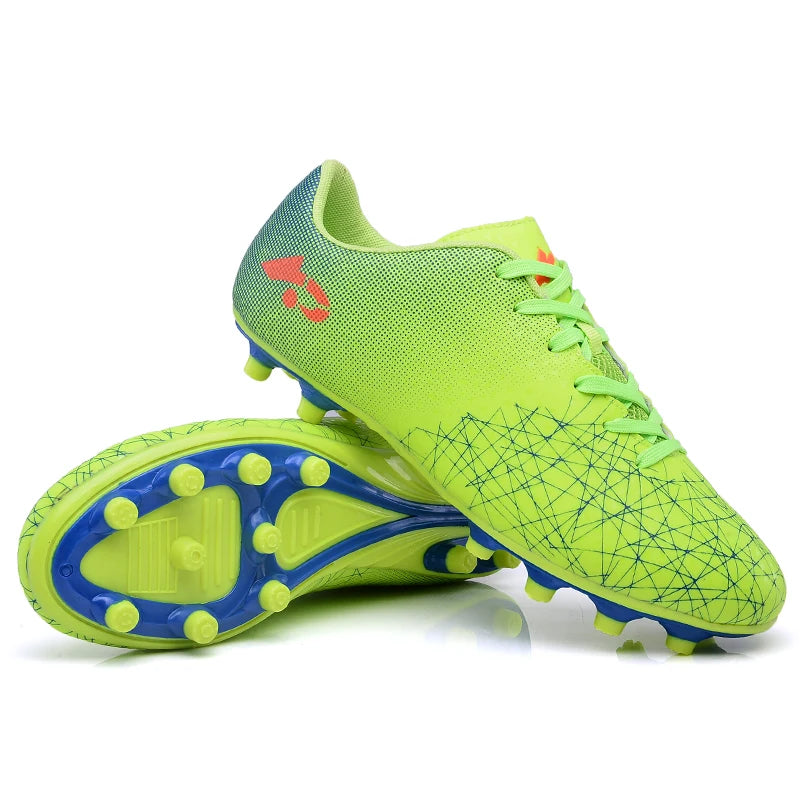 A pair of children's four-season leather upper long-stud football shoes with strong grass grip, sizes 32-42，HJ-27017